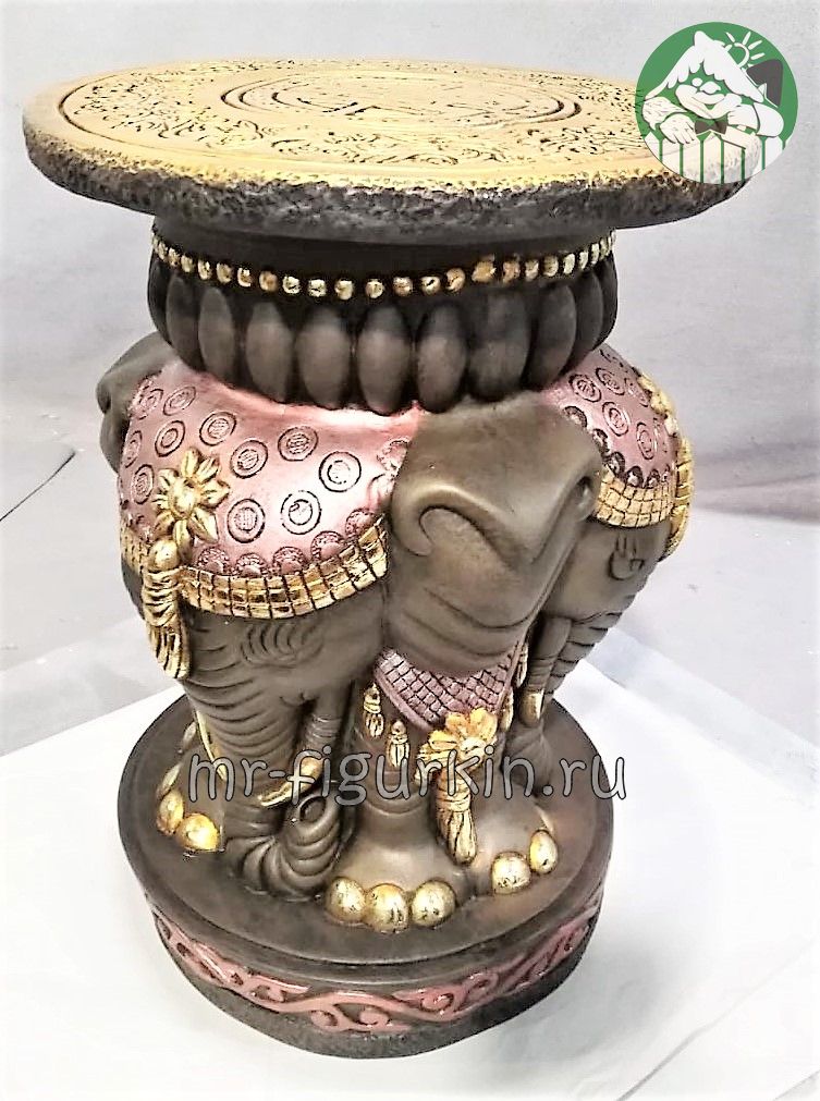 Фигура Тумба "Три слона" (бронза с золотом) 41х27х27 см