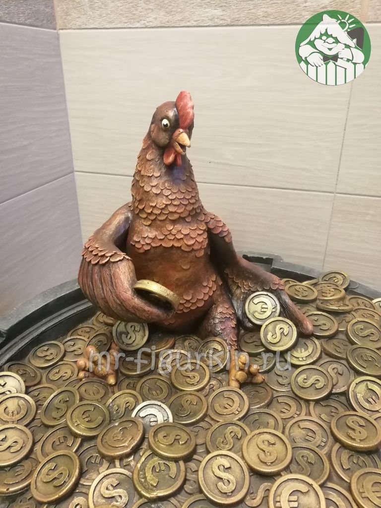 Декоративная крышка Курица на деньгах H-55 см