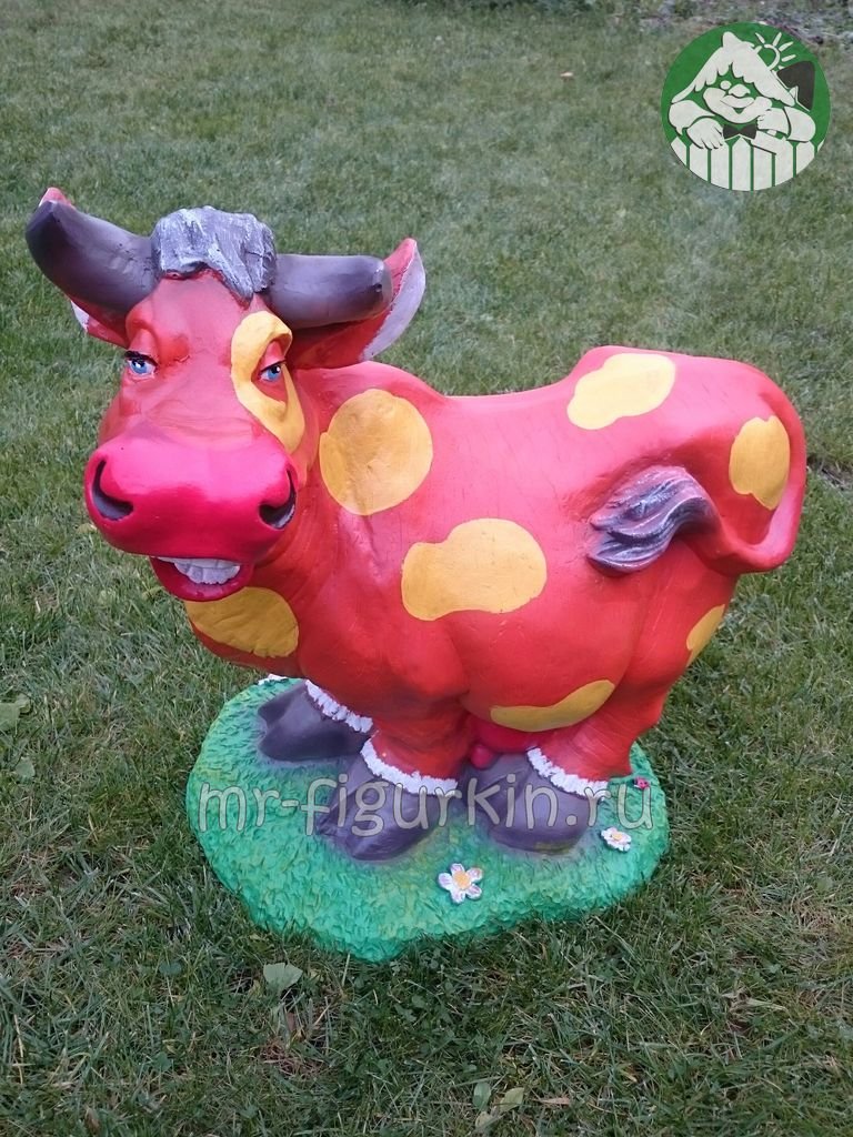 Садовая фигура Корова цветная H-58 см, L-58 см
