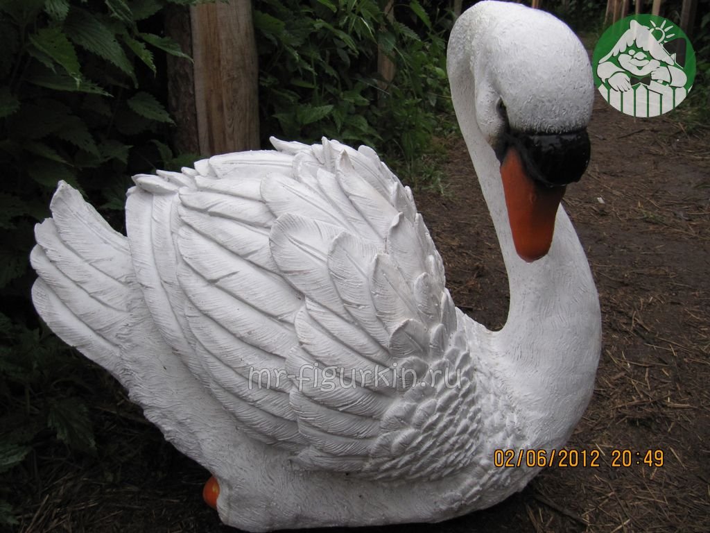 Садовая фигура Лебедь большой белый H-42 см