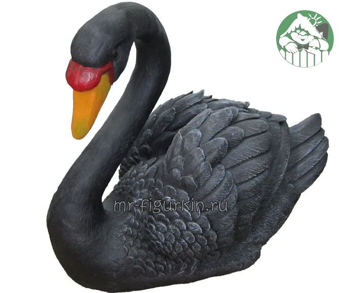 Садовая фигура Лебедь новый черный H-35 см