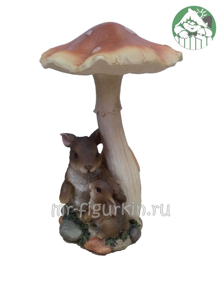 Садовая фигура Зайцы под грибом В-29 см