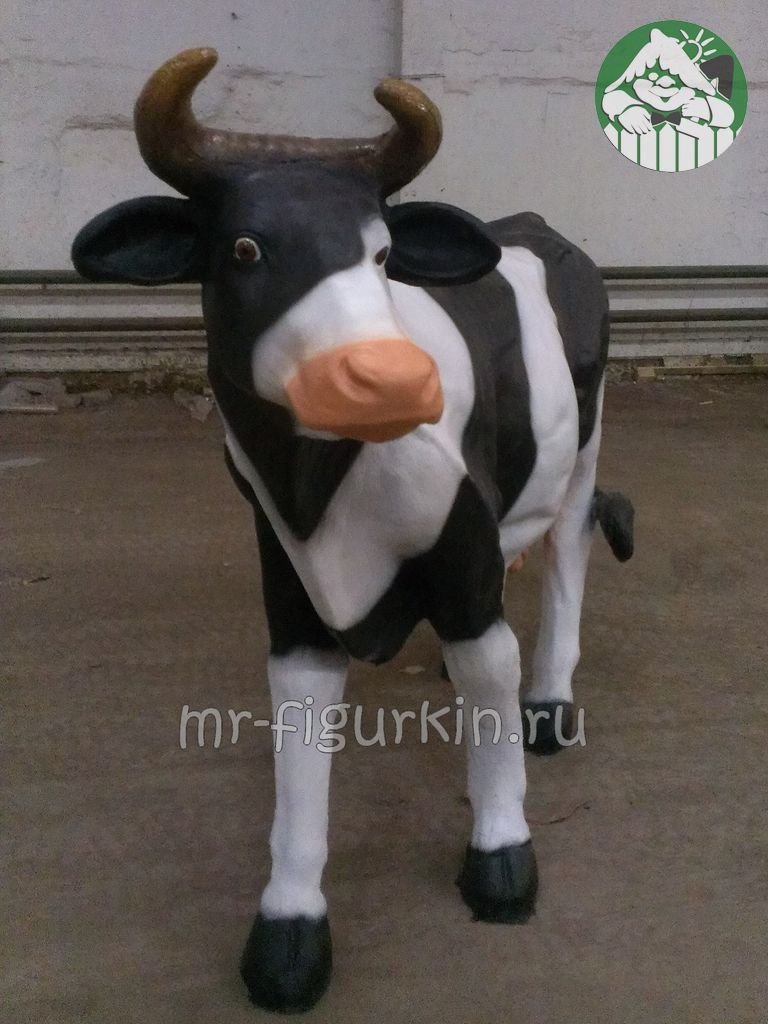 Садовая фигура Корова в натуральный рост H-165 см, L-216 см (стекловолокно)