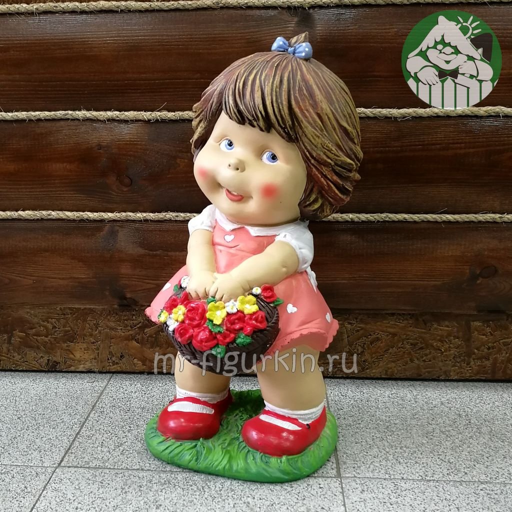 Фигура Девочка с корзиной цветов H-48 см