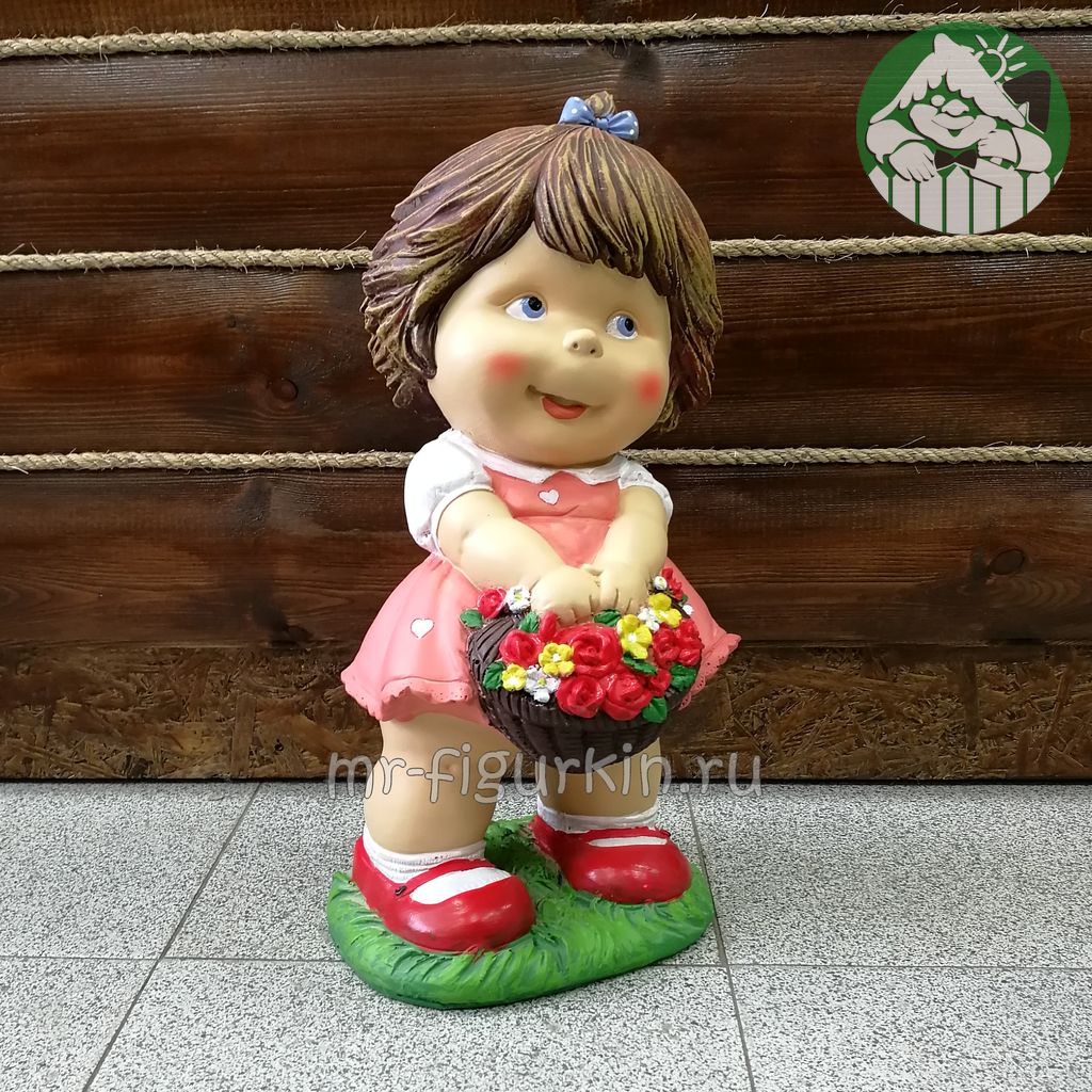 Фигура Девочка с корзиной цветов H-48 см