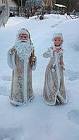 Фигуры Дед Мороз с мешком подарков и Снегурочка с косой H-40 см