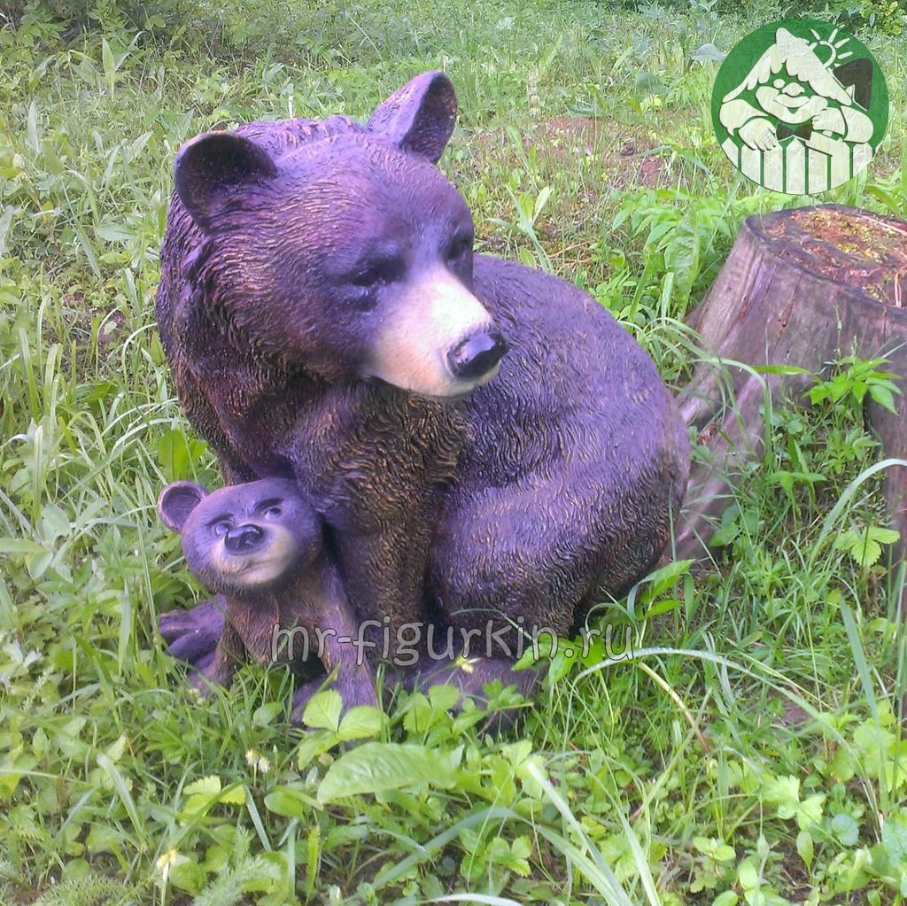 Садовая фигура Медведь с медвежонком H-55 см